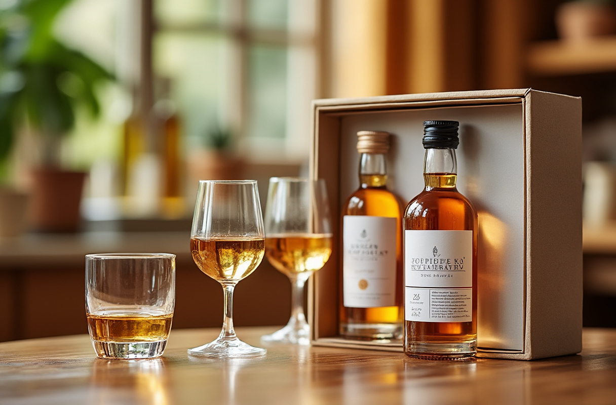 Spirituosen-Geschenkset mit Miniaturen und Tasting-Glaesern